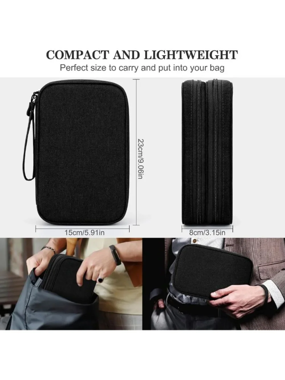 Large Waterproof Travel Tech Organizer Pouch | Double Layer Electronics Case